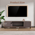 TV Stand with Power Outlet for 65 Inches TV, Luxury Mid Century Modern TV Console Media Entertainment Center with Storage Cabinets and Open Shelves for Living Room Bedroom - 58" Mocha