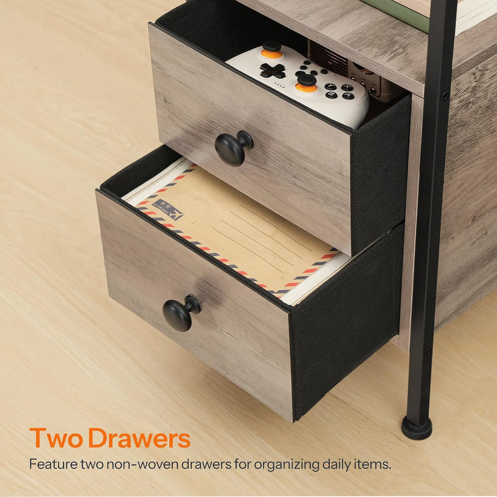 HOOBRO End Table with Charging Station & Led Light, Flip-Top Narrow Side ...