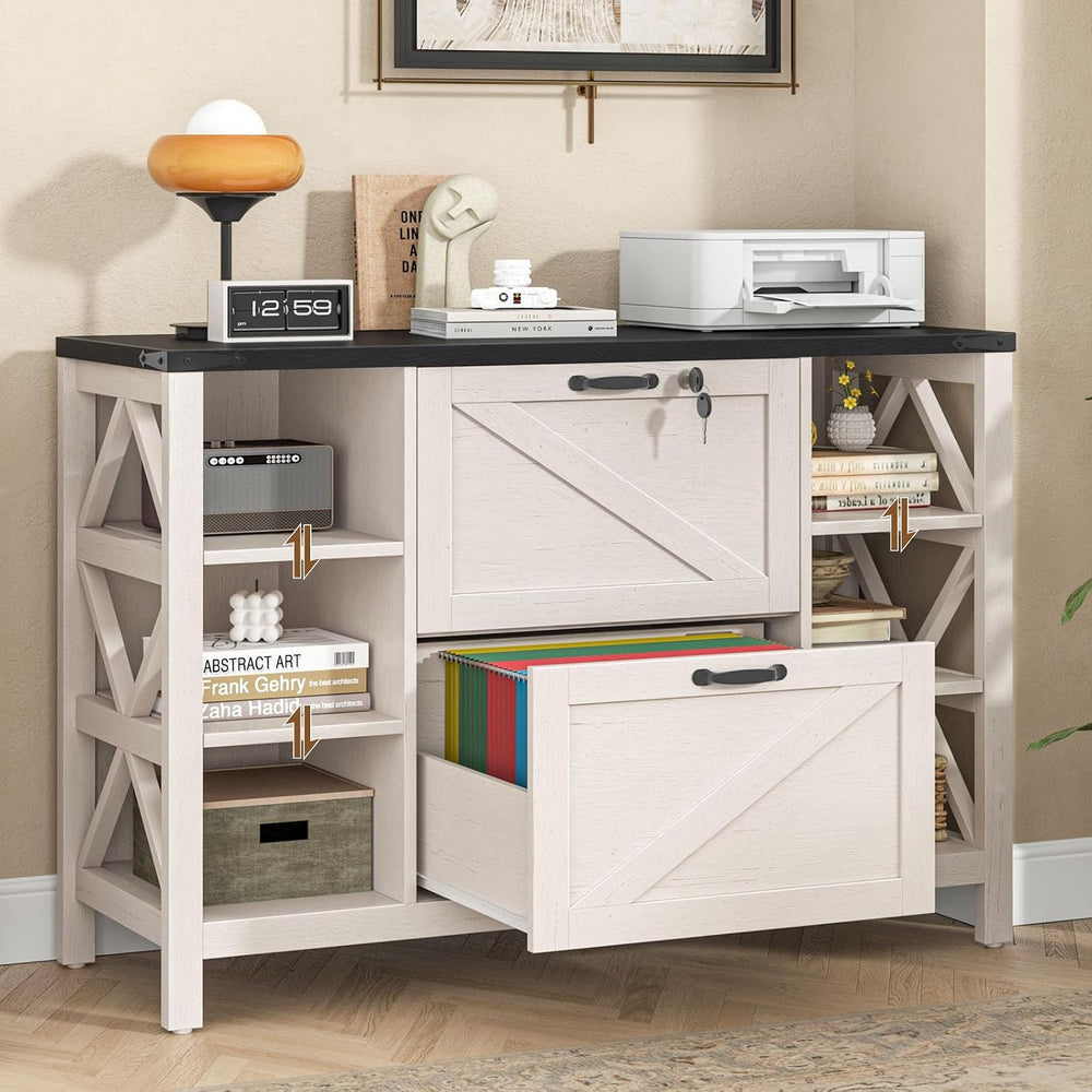 Vabches File Cabinet with 2 Drawers, Farmhouse Lateral File Cabinet Fits File...
