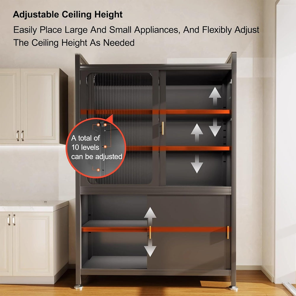 Kitchen Pantry Cabinet with Adjustable Shelves and Doors, Tall Storage Cabine...