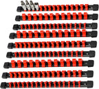 AMM 9-Piece Socket Organizer, 1/2, 3/8 & 1/4 inch Drive ABS Socket Holder, Heavy Duty Socket Racks