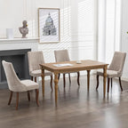 Beige Mid Century Dining Chairs Set of 2, Modern Kitchen & Dining Room Chairs Set of 2, Fabric Upholstered Kitchen Chairs, Sillas de Comedor, Wood Legs (Beige, 2 Pcs)