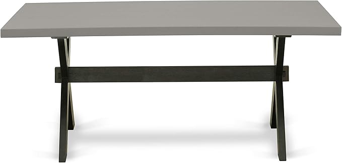 East West Furniture X697AB106-6 6 Piece Dinette Set Contains a Rectangle Dining Table with X-Legs and 4 Shitake Linen Fabric Parson Chairs with a Bench, 40x72 Inch, Multi-Color