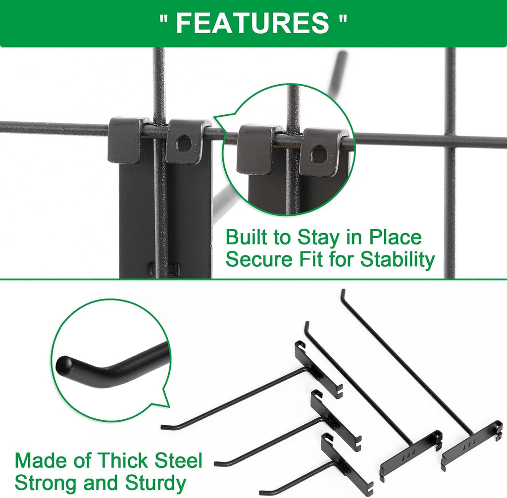 Gridwall Hooks 4 Inch, 100 Pack Grid Wall Hooks, Grid Panel Hooks and Hangers for Retail, Craft Shows, Home Setup, and Customized Display(Black)