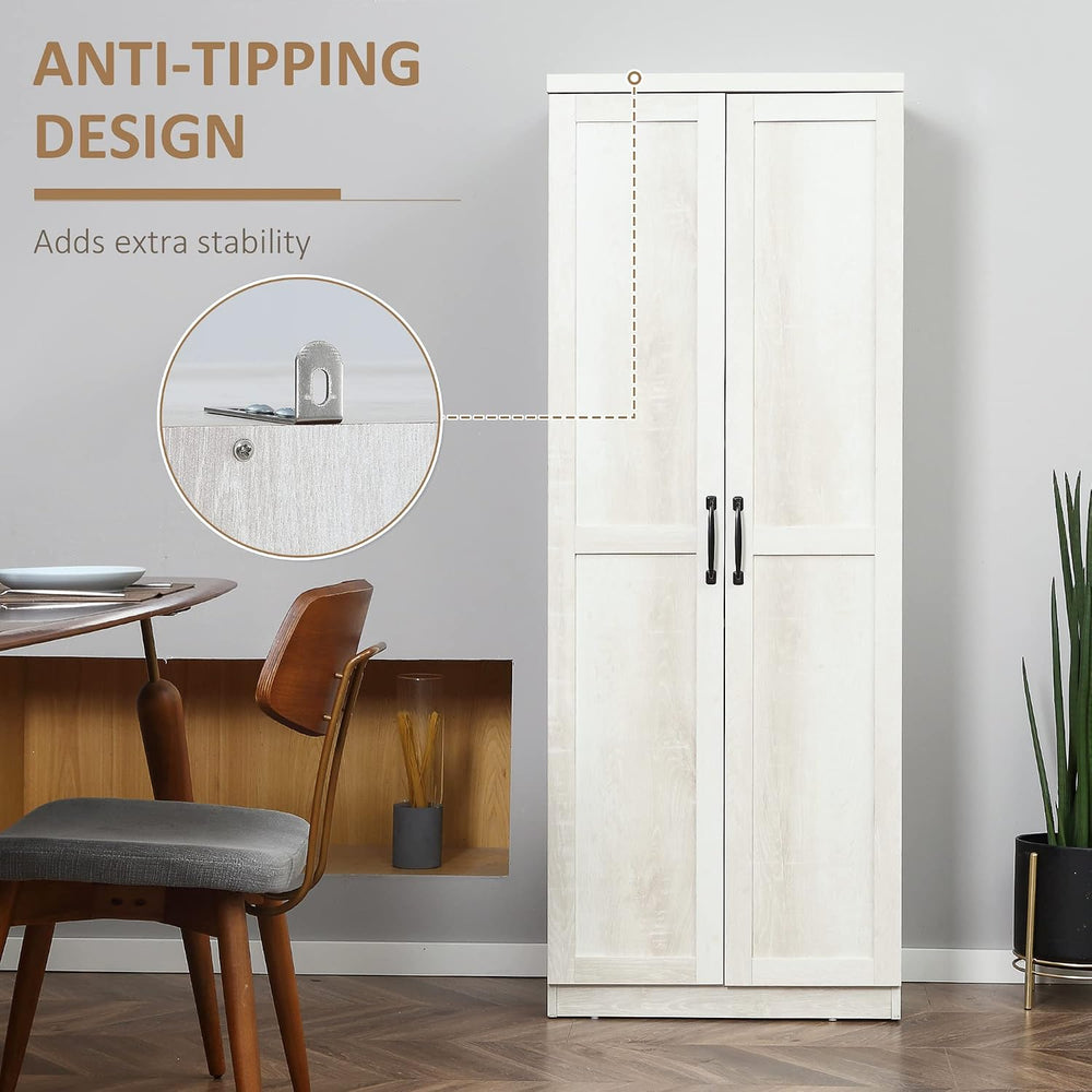 63" 2-Door Kitchen Pantry,Freestanding Storage Cabinet with 5-Tier Shelv...