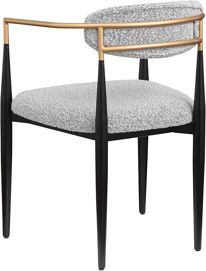 Morden Fort Mid-Century Modern Boucle Dining Chairs Set of 6, Brushed Gold Armchairs with Black Metal Legs and Upholstered Cushion, Sherpa Accent Chairs for Living Room Bedroom Outdoor Lounge