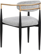 Morden Fort Modern Boucle Dining Chairs Set of 4, Grey Upholstered Dining Chairs with Black Metal Legs and Gold Armrest, Accent Chairs for Kitchen, Living Room and Bedroom