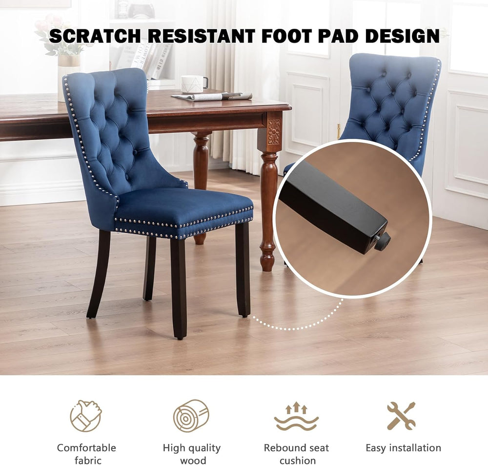 Hixkol Velvet Dining Chairs Set of 4,Upholstered Dining Chairs with Ring Pull...