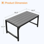 ODK Outdoor Coffee Table, Rectangle Weather-Resistant Patio Coffee Table for Garden, Balcony, Hot Tub, Poolside, Heavy-Duty Metal Frame, Grey