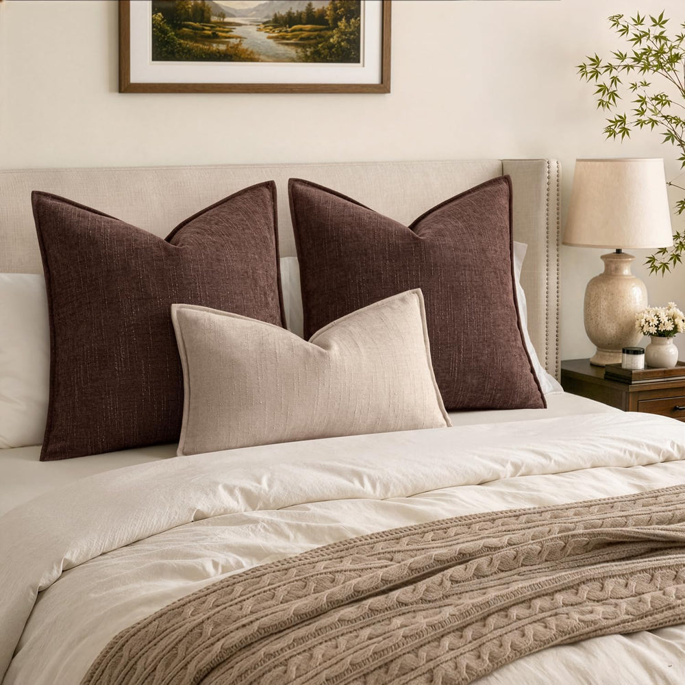 MIULEE Euro Fall Decorative Throw Pillow Covers 24x24 Brown Textured