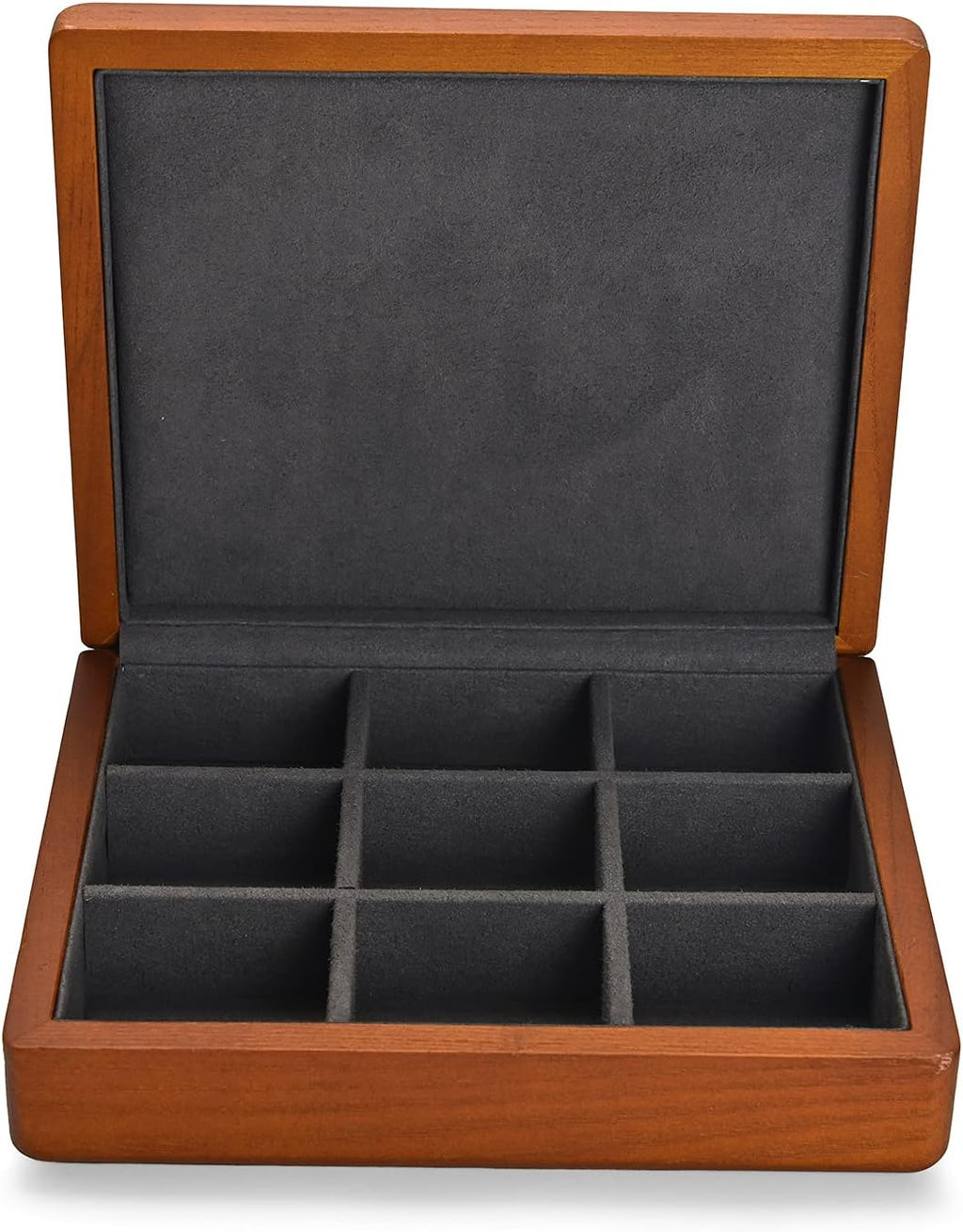 Oirlv Solid Wood Ring Jewelry Box Organizer Earrings Jewelry Drawer Organizer Tray with Lid (Grey 9 Grid Box)