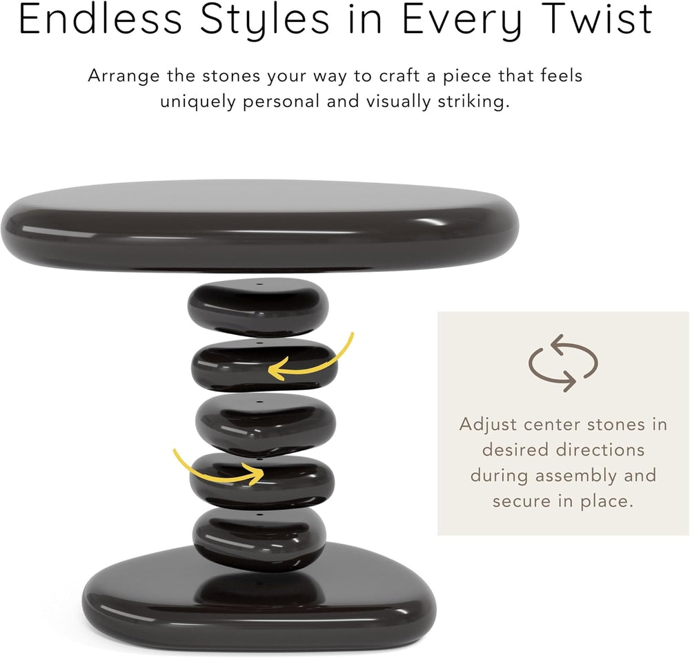 24/7 Shop at Home Kavren Modern 22-inch Oval Glossy Pedestal End Table, Stone...