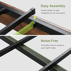 Feonase Floating Bed Frame King with Led Lights and Charging Station, Wood Full Size Bed Frame with Storage Headboard, Heavy Duty Metal Slats, No Box Spring Needed, Easy Assembly,Vintage Brown