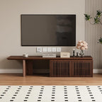 XEW Extendable TV Stand with Storage and Shelves, Wood Entertainment Center for 55+ Inch TV, Modern TV Console, Minimalist Media Console for Living Room, Bedroom-Walnut (Extendable: 78.7"-110")
