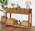 Fluted Console Table with Storage, 48" Long Entryway Slim Sofa Table Behind Couch Entry Tables, Narrow Wood Hallway Modern Living Room Couch Foyer Entrance Tables Brown