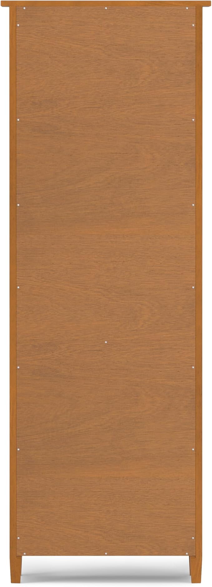 SIMPLIHOME Warm Shaker Bookcase - 72 inch Tall 5-Shelf Solid Wood Bookshelf in Light Golden Brown, Transitional Storage for Living Room, Study Room or Office with Adjustable Shelves and Tapered Legs