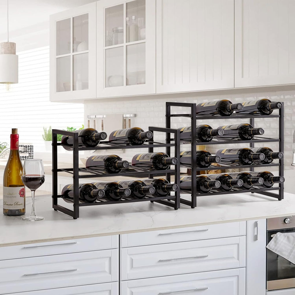IBUYKE Metal Wine Racks Countertop,16 Bottles Wine Bottle Holder,TMJ903H | 4 Tiers Wine Rack Wine Rack Freestanding Wine Storage Cabinet for Home Kitchen Pantry Wine Cellar Bar
