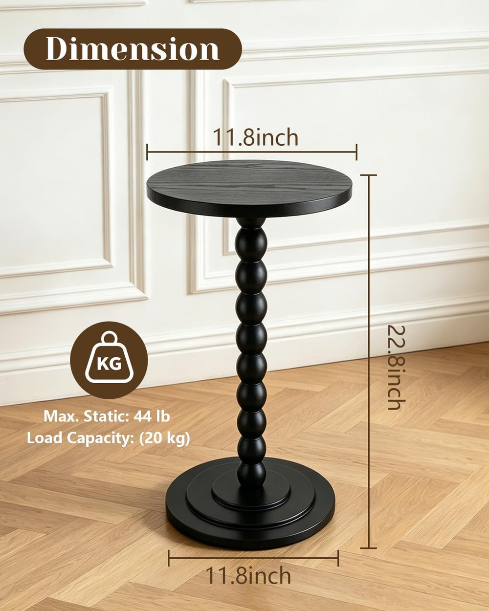 Small Round Side Table, Drink Table, Coffee Martini Table for Small Spaces Mo...
