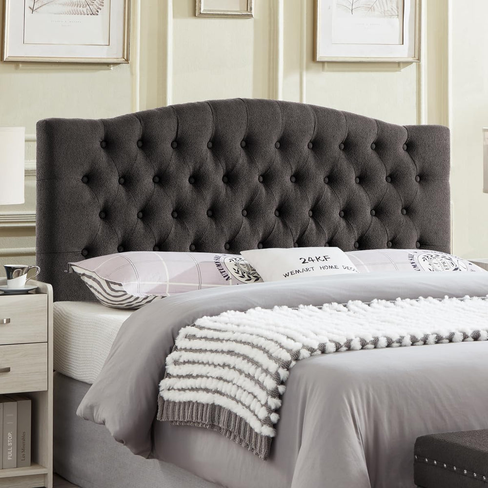 24KF Boucle Upholstered Tufted Button Queen Headboard and Comfortable Fashion...