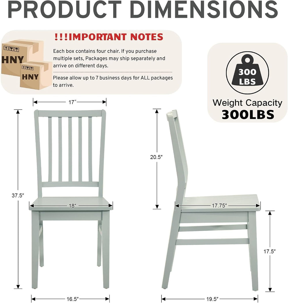 HNY Green Wood Dining Chairs Set of 8, Farmhouse Kitchen Chairs with High Bac...