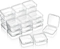 SATINIOR 24 Packs Small Clear Plastic Beads Storage Containers Box with Hinged Lid for Storage of Small Items, Crafts, Jewelry, Hardware (1.7 x 1.7 x 0.8 Inches)