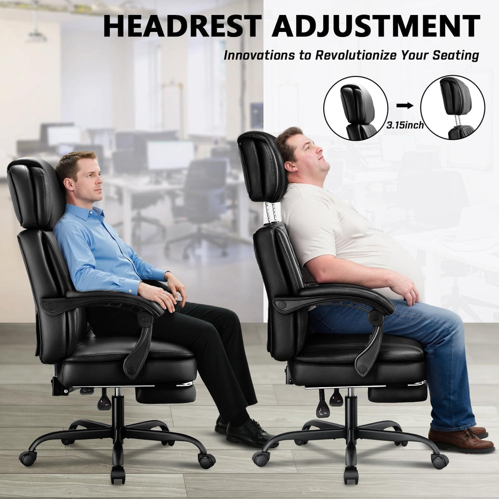 400lbs Executive Office Chair with Foot Rest for Heavy People, Ergonomic Big ...