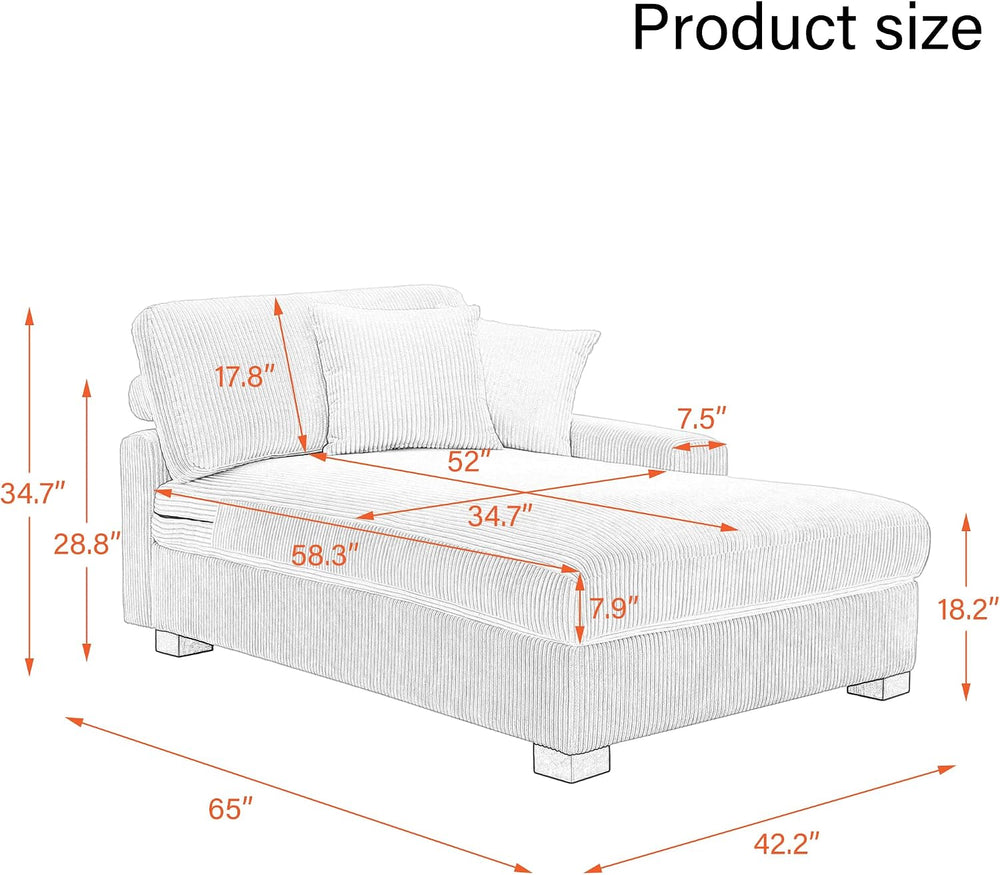 Chaise Lounge Chair Indoor, Oversized Upholstered Sofa Bed for Living Room, C...