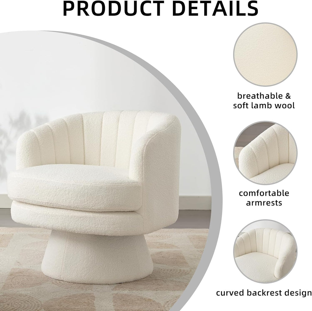 CANMOV Swivel Accent Chair with Armrest, Modern 360 Degree Swivel Barrel Chai...