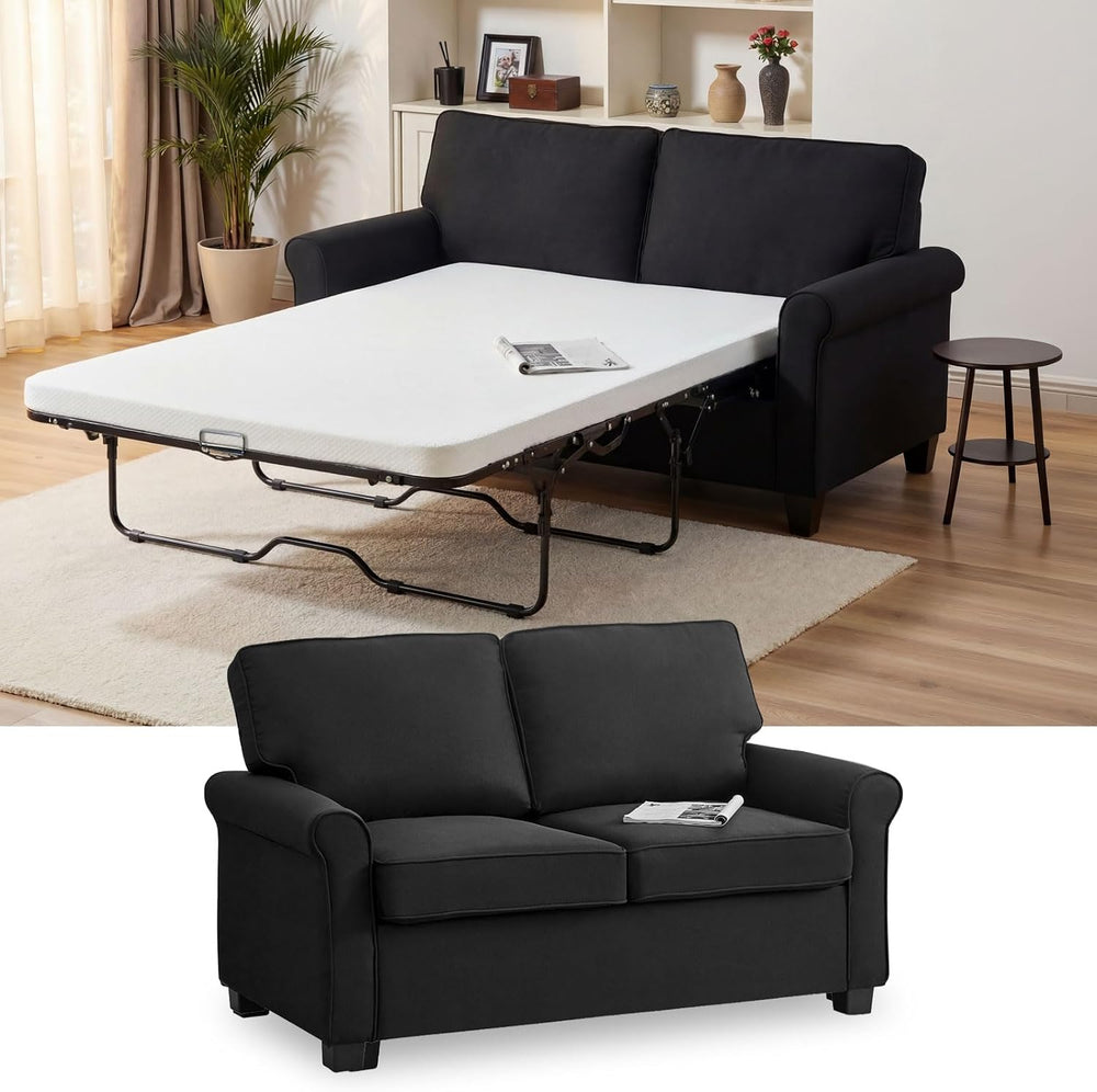 Pull Out Sofa Bed with Mattress, 57" Convertible Sofa Bed Loveseat, Twin...