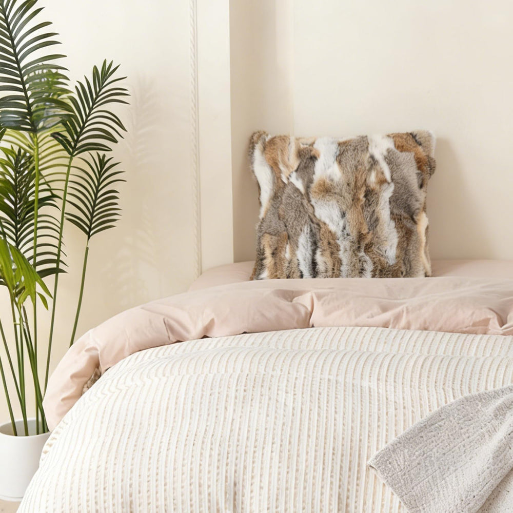 Rabbit Fur Throw Pillow Covers, 20x20 in Decorative Pillowcase