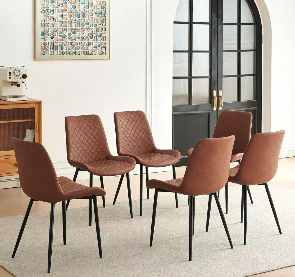 PU Leather Dining Chairs Set of 6, Modern Armless Dining Room Chairs, Comfy U...