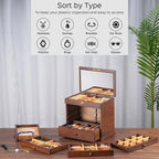 Vintage Rustic Wooden Jewelry Organizer boxes with 5 Drawers & Lock | Large Storage Box for Necklaces, Rings, Earrings | Handcrafted Gift for Women