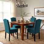 H.VERSAILTEX Velvet Dining Chair Covers Stretch Chair Covers for Dining Room Set of 4 Parson Chair Slipcovers Chair Protectors Covers Dining, Soft Thick Solid Velvet Fabric Washable, Deep Teal