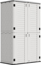 Outdoor Storage Cabinet Waterproof,Resin Vertical Storage Shed Lockable, 66 Cubic Feet Outdoor Storage Box for Garden/Backyard/Home/Pool