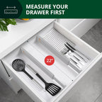 ROYAL CRAFT WOOD Adjustable Bamboo Drawer Dividers Organizers - Expandable Drawer Organization Separators For Kitchen, Dresser, Bedroom, Bathroom and Office, 4-Pack (Large (up to 22")) (Gray)