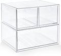 Prsildan Acrylic Drawer Makeup Organizer with 3 Drawers, Clear Stackable Storage for Baby Bottles, Craft, Jewelry & Hair Accessories, Multi-Use for Vanity, Countertop, Office Desk Organization