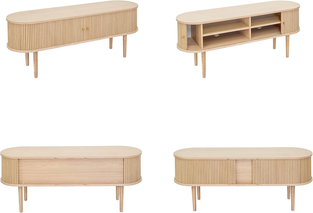 WERMO 55'' TV Stand with Storage and Shelves for 32-60 inch TV. Wood ...
