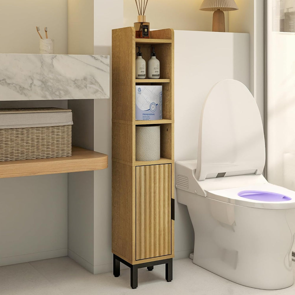 FerniTry Narrow Bathroom Storage Cabinet, Corner Toilet Paper Floor Cabinet 5...