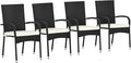 Outsunny Stackable PE Rattan Outdoor Dining Chairs with Cushions, Set of 4 Patio Wicker Dining Chairs with Armrests and Backrest for Patio, Deck, Cream White