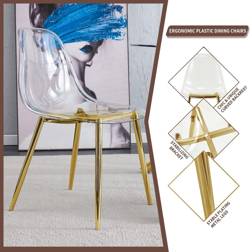 Baysitone Clear Dining Chairs Set of 10, Modern Kitchen Chairs with Transpare...