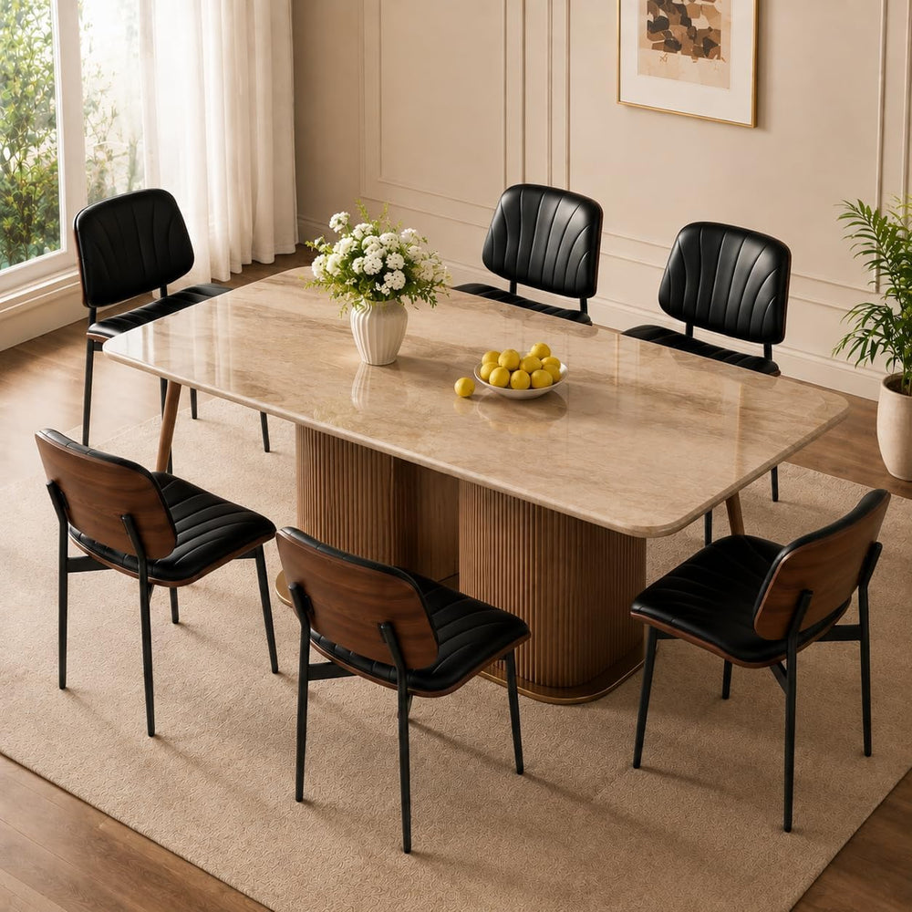 REONEY Dining Chairs Set of 4, Mid-Century Modern Kitchen Chairs, Black
