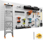 Duzzy Slatwall Panels, 4' H x 8' W PVC Slat Wall Paneling for Garage Wall Storage Organizer (White)