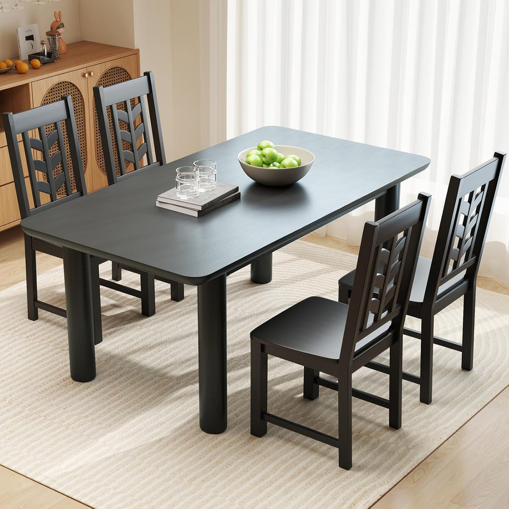 Giantex Wooden Dining Chairs Set of 4, Kitchen Chairs w/Rubber Wood Frame &am...
