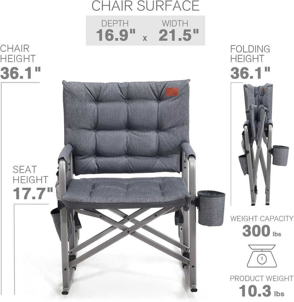 EVER ADVANCED Lightweight Folding Rocking Camping Chair, Padded Portable Rock...