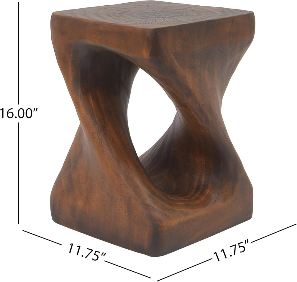 11.75" Vintage Magnesium Oxide (MGO) Side Table, MGO Twist Shape Side Ta...