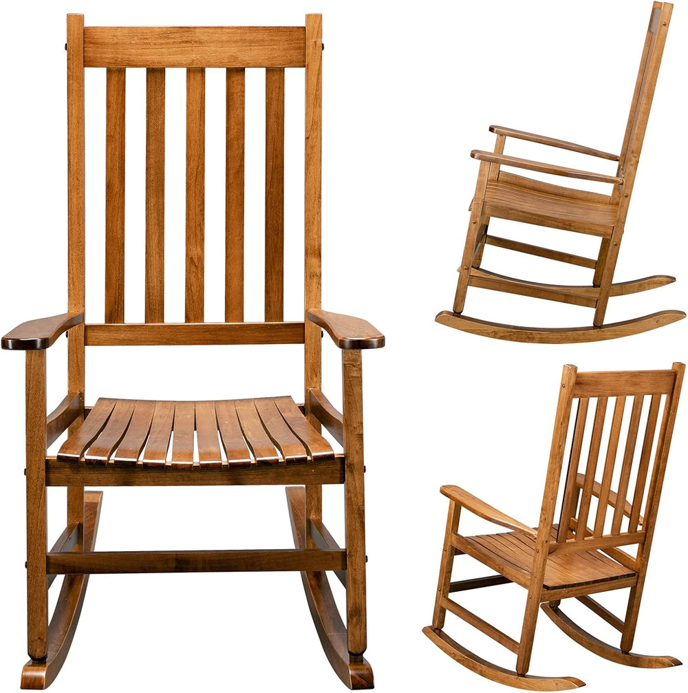 Rocking Chair Wooden Frame Chair Indoor and Outdoor,Outdoor Rocking Chair, Pa...