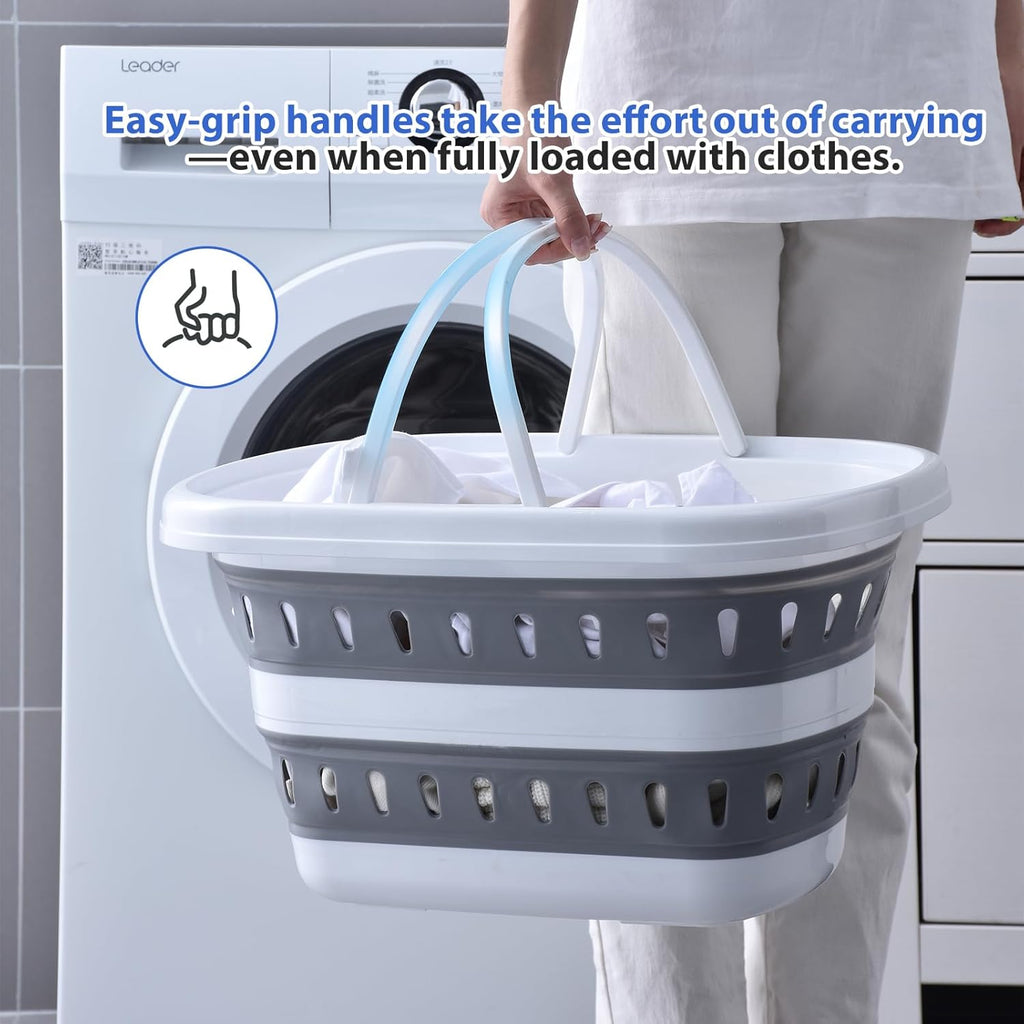 Monozuki Collapsible Plastic Laundry Basket 10.6 gallon(40L) Eco-recycled material- Foldable Pop Up Storage Container/Organizer - Space Saving Hamper/Basket BPA Free