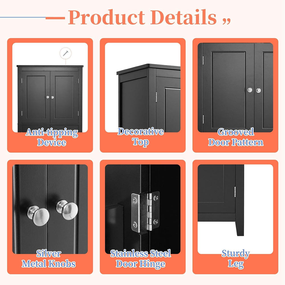 43.3" Tall Kitchen Storage Cabinet with Doors, Freestanding Pantry Cabin...