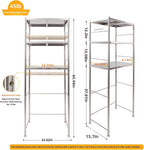 susunnus Stainless Steel Shelf,Kitchen Storage Shelves,Microwave Mini Fridge Shelf,Adjustable Height,Open Lower Tier,Laundry Room, Repository (3tier(23.6 * 15.7 * 66.1in))