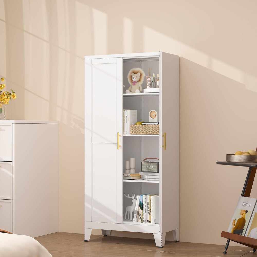 erosoei Metal Pantry Storage Cabinet, Kitchen Storage Cabinets with Adjustabl...